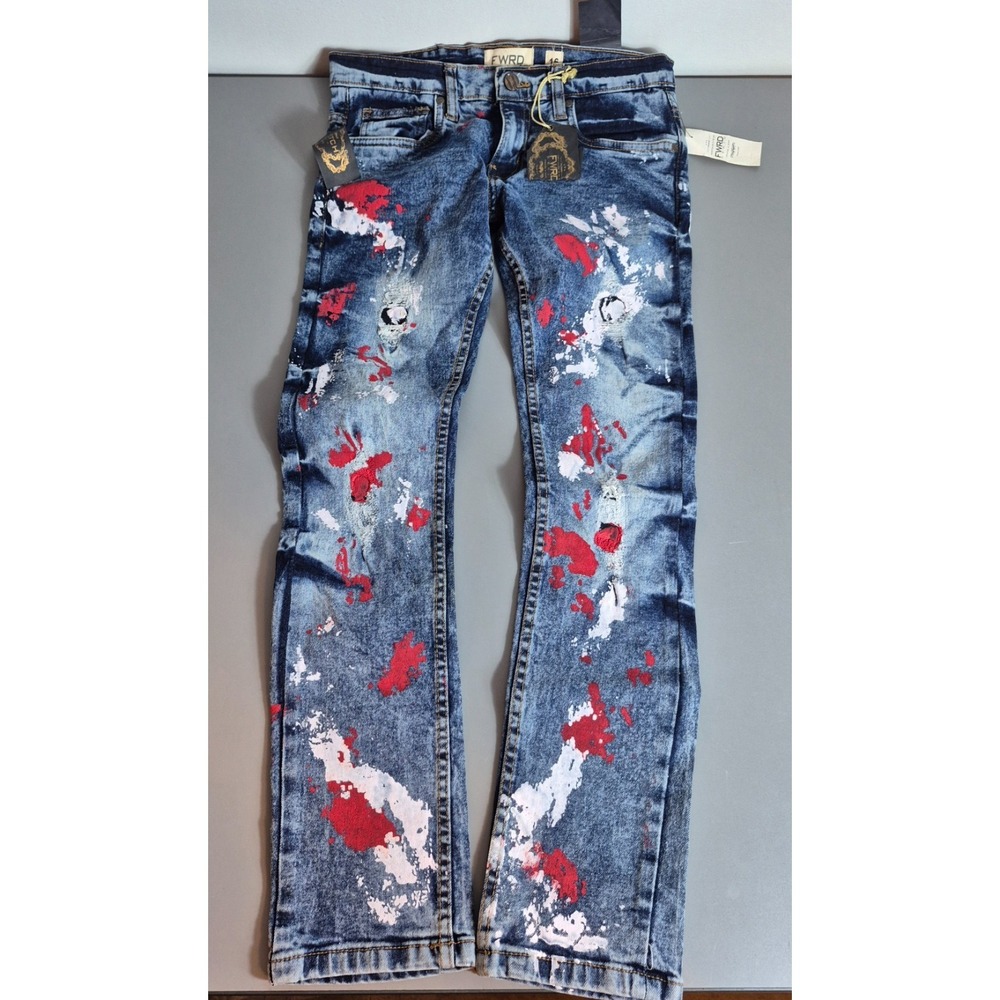 FWRD Jeans Size 16 Girls 28x27 Dark Wash Adjustable Waist NEW